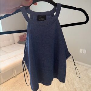 Zara Navy Halter Tank with Side Tie Detail